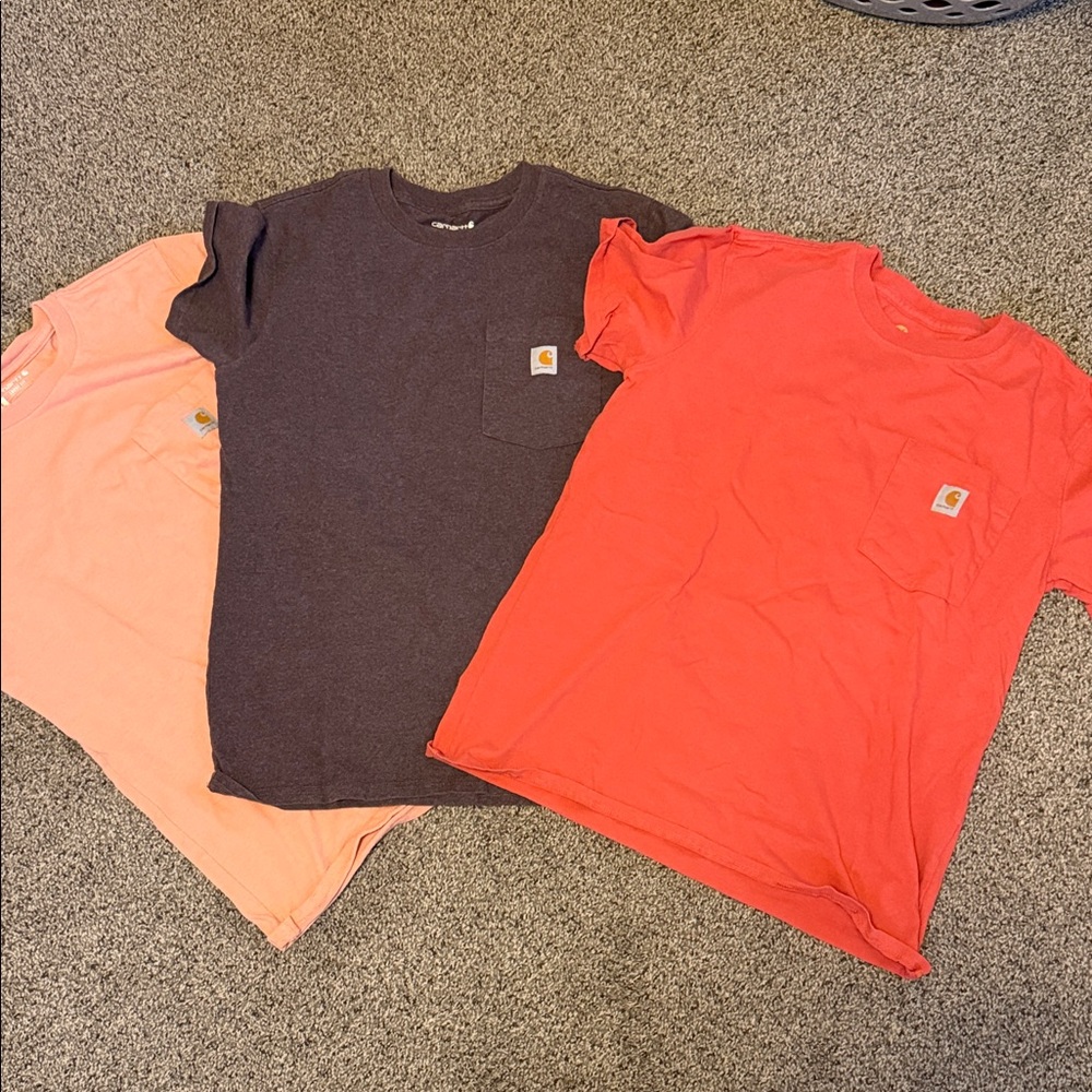 Carhartt Short-Sleeve Pocket T-Shirt in light pink, purple & pink/red